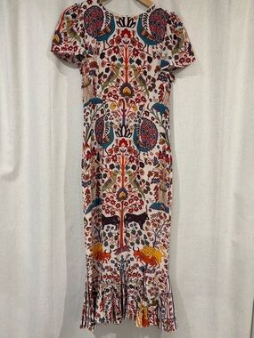 RHODE Lulani Dress Vibrant Color Tapestry Print MIDI Dress